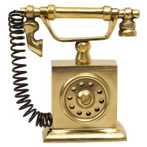Teléfono decorativo vintage de madera y latón Este teléfono recibe un teléfono giratorio de latón de madera de aspecto vintage - Product Image 4