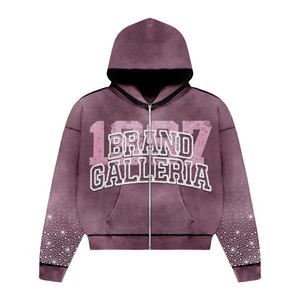 Custom Men's Plus Size Acid Washed Printed Vintage Cotton Tracksuits Premium Quality <b>Purple</b> Breathable Winter Season Embroidery - Product Image 5