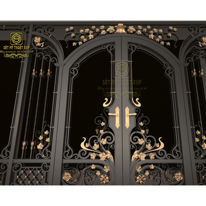 Portes en fer forgé de luxe KHP, double entrée, galvanisées, de haute qualité, forgées à la main, pour les portes de grandes villas. - Product Image 6