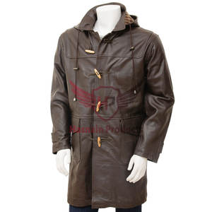 Duffle Coat en cuir marron pour hommes de qualité supérieure Vêtements d'extérieur d'hiver classiques à la mode pour messieurs - Product Image 1