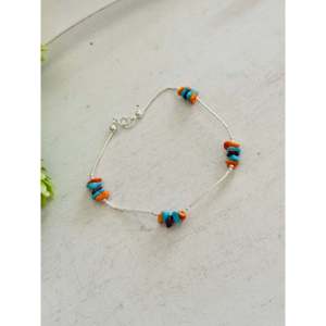 Southwest Bohemian Style Multi-Stone & Sterling <b>Silver</b> <b>Beaded</b> Anklet Strung Anklet - Product Image 2