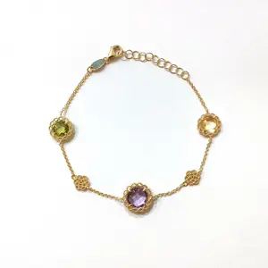 Signature Allegra Bracelet - 750 Yellow Gold With 8mm Stone & 6mm Amethyst, Peridot, Citrine - Unparalleled Sophistication