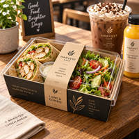 AT PACK Custom Salad Food Box with 250g White Card Paper, Disposable Takeaway Packaging Box for Cafe, Restaurant & Catering