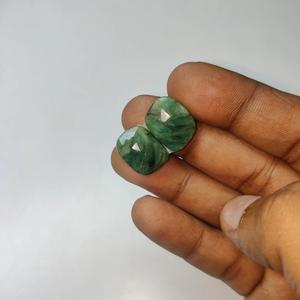 Pierre précieuse d'agate verte faite à la main, 1 paire, coupe princesse fantaisie naturelle pour la fabrication de bijoux, pierres brutes facettées - Product Image 4