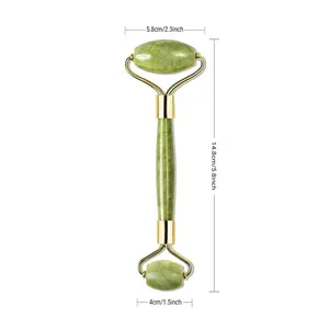 Rouleau de jade Myrva à double tête avec cadre métallique, outil de massage du visage - Product Image 4