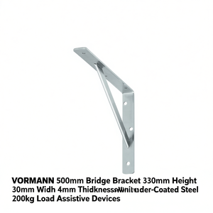 Soporte de Puente VORMANN de 500 mm, 330 mm de Altura, 30 mm de Ancho, 4 mm de Grosor, Acero con Recubrimiento en Polvo Blanco, Dispositivos de Asistencia con Capacidad de Carga de 200 kg - Product Image 3