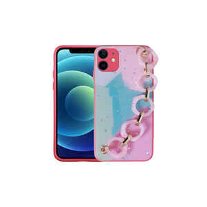 Netzy Luxury Glitter Patterned Elsa Silicone Case for iPhone 11 <b>XR</b> Anti-Fingerprint Marble Design Integrated Hand Strap Holder - Product Image 1