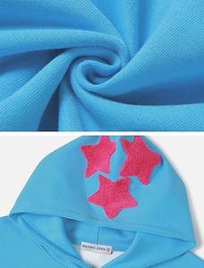 Sudadera con capucha con estampado de estrellas rosas para hombre y mujer, jersey de manga larga, cuello con capucha, técnica lavada, bolsillo polar - Product Image 3