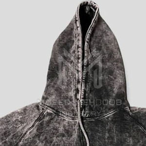 เสื้อฮู้ดซักด้วยกรดขนาดพลัสไซส์ทันสมัยสีพื้นปกมีฮู้ดย้อมสีล้วนสำหรับใส่ในฤดูหนาว - Product Image 3