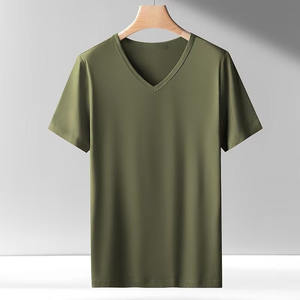 Camiseta de Manga Corta para Hombre, Diseño Personalizado con Logotipo Bordado, Nueva, Ajustada, Delgada, de Verano, Color Sólido, Cuello en V - Product Image 2