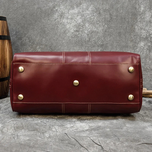 Bolsa de Viaje de Cuero Tipo Weekender, Plegable, Gran Capacidad, Ligera, Portátil, con Cierre de Cremallera, Resistente, Color Rojo - Product Image 6