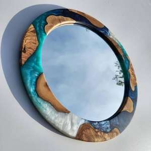 Miroir mural décoratif en résine de qualité supérieure avec cadre doré pour entrée, salon et décoration murale intérieure - Product Image 6