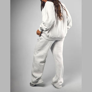 Ensemble de survêtement décontracté pour femmes deux pièces sweat à capuche pantalon de survêtement avec motif solide imprimé personnalisé col montant personnalisable - Product Image 6