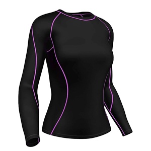 OEM camiseta de compresión de algodón ligero para las mujeres de manga larga Yoga Top personalizado Slim Fit ropa activa de fábrica al por mayor - Product Image 1
