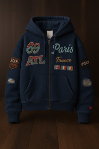 Sweats à capuche personnalisés avec patchs brodés Streetwear pulls et sweats à capuche zippés, sweatshirts à patchs avec logo à la mode - Product Image 4