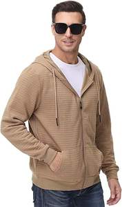 Sudadera con capucha de lana con cremallera sólida de algodón 100% personalizable para hombre, Sudadera ligera, chaqueta, moda cómoda y elegante - Product Image 4
