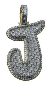 Colgante de Lujo con Letra J en Plata de Ley Chapada en Oro de 18K, con Diamantes Moissanite Redondos y Baguette, Estilo Hip Hop - Product Image 4