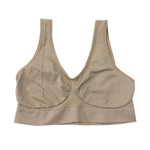 Dernier produit Soutien-gorge de sport sans fil en élasthanne de haute qualité Prix de gros Tissu personnalisé de couleur unie Soutien-gorge de sport pour femmes en vente - Product Image 3