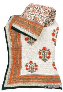 100% coton réversible reine taille couette à la main bloc imprimé confortable léger hiver couette traditionnel fabriqué à la main - Product Image 2