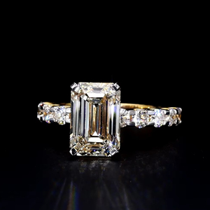 2.00ct แหวนเพชรเม็ดเดี่ยวที่ปลูกในห้องปฏิบัติการพร้อมเพชรที่1.00ct สีทอง14K | การหมั้นและเครื่องประดับงานแต่งงานที่หรูหรา - Product Image 1