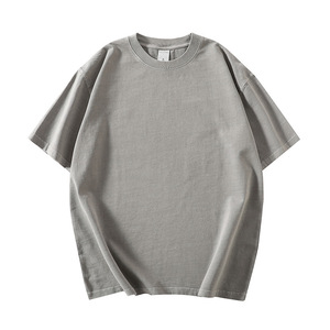 OEM Logo personnalisé Broderie Design imprimé 280g T-shirt à manches courtes noir épais T-shirt à épaules tombantes pour hommes - Product Image 3