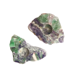 Portavelas de piedra natural de alta calidad, portavelas de ágata natural de fluorita arcoíris, mayorista de curación de Reiki de cristal de piedras preciosas - Product Image 2