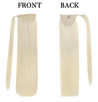 Queue de cheval à enrouler double épaisseur, 60 couleurs, blond platine, en cheveux humains vierges Remy russes européens, extensions DIY à faire soi-même à la maison