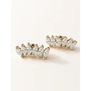 Crystal <b>Earrings</b>-<b>Climber</b> Diamond Studs - Product Image 1