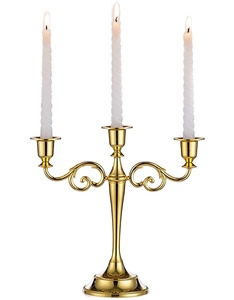 Bougeoir de luxe en laiton Antique, 3 bras, 1 pièce, support pour décoration d'hôtel, de mariage, de maison, en métal or - Product Image 1