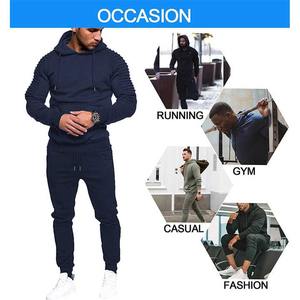 Conjunto de chándal personalizable de alta calidad para hombre, pantalones de chándal informales y Sudadera con capucha con cremallera, diseño y logotipo personalizados de talla grande - Product Image 6