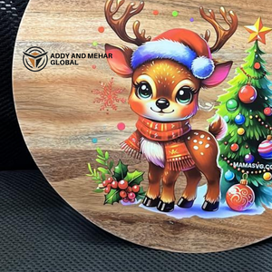 Plateau de service en bois imprimé de Noël, motif de rennes et d'arbres festifs, plateau de décoration de vacances, lot de 4 - Product Image 3