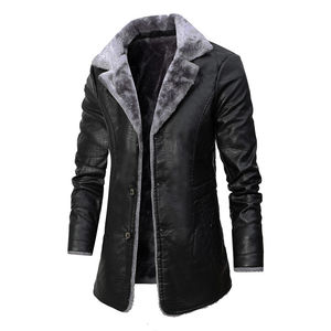 Classic Genuine <b>Leather</b> <b>Coat</b> for <b>men</b> with a structured silhouette, smooth finish, and warm inner lining for everyday winter wear - Product Image 4