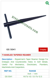 GREEN STAR SA PVT LTD Alésoir conique à manche en T GS 5041 Outil de bijouterie en acier pour alésoirs et ensemble d'alésoirs - Product Image 2