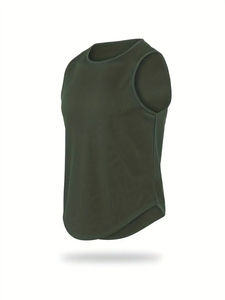 Camiseta sin mangas de algodón/fibra de bambú XL para hombre, chaleco de Fitness de estilo callejero sin mangas, camiseta de gimnasio de Color sólido para correr - Product Image 2