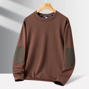 Sudadera con capucha informal de talla grande para hombre, camisa de manga larga con parche bordado y patrón sólido para otoño, tallas grandes disponibles - Product Image 4