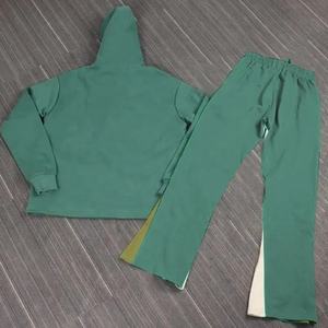 100% coton blanc décontracté luxe sweats à capuche survêtement unisexe polaire broderie en vrac poids lourd plaine hommes à capuche ensembles pantalons de survêtement - Product Image 5