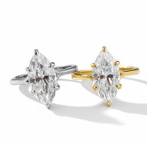 Anillo de Compromiso Solitario Marquise de Diamante Creado en Laboratorio, Oro Puro de 14K o Plata, Certificado de Joyería Fina, Color DEF, Claridad VS-VVS - Product Image 3