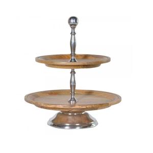 เครื่องมือเค้กขนาดที่กำหนดเองด้วยเงินชุบสำหรับร้านอาหารไม้และอลูมิเนียมยืนเค้ก3ชั้นสำหรับห้องครัวและโต๊ะ - Product Image 5