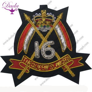 6TH Queens Lancers Blazer Badge Wire Bullion Crown Style Embroidered Fabric Sew-On Style - Product Image 1