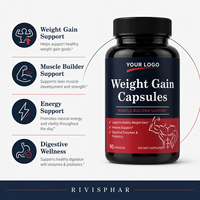 Capsules de prise de poids à marque privée OEM, supplément de vitamine B12 et d'extrait végétal pour le développement musculaire chez l'adulte, soutien énergétique et digestif