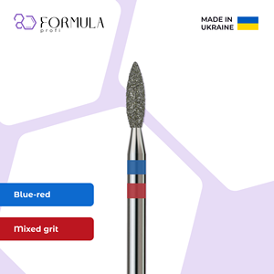 ดอกสว่านเจียรเล็บปลายเพชรคมกริบ รุ่น Advanced Best Diamond Sharp Flame ขนาด 2.5 มม. สีน้ำเงิน+แดง สำหรับงานตัดหนังกำพร้า ผลิตจากสแตนเลส คุณภาพสูง สำหรับร้านเสริมสวย - Product Image 1