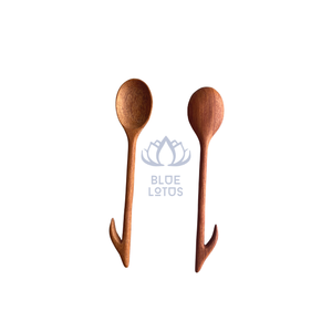 Cucharas de sopa de madera con mango de madera Longan personalizadas para cocinar y revolver, cuchara mezcladora de Loto Azul, cuchara de madera dietética - Product Image 1