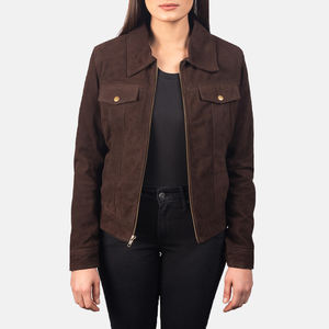 Manteau en daim teint de qualité supérieure pour femmes avec doublure en laine, doux et élégant, pour l'automne/hiver, style décontracté urbain - Product Image 3