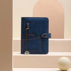 <span class=keywords><strong>Agenda</strong></span> Diaria LABON A5 con 6 Anillas, Cubierta de Tela Vaquera, Organizador con Bolsillo - Product Image 4