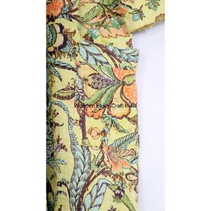 Kimono matelassé fait main, écologique, 100% coton biologique, style kimono, motif floral bohème pour femmes - Product Image 3