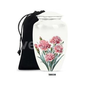 Urna Funeraria de Aluminio Grande con Flores Hermosas para Cenizas Humanas, Urna Decorativa de Aluminio con Bolsa de Terciopelo Gratis - Product Image 2