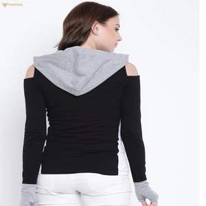 เสื้อฮู้ดดี้โอเวอร์ไซส์สำหรับผู้หญิง สกรีนโลโก้ได้ คุณภาพสูง ผ้าริบ มีกระเป๋าจิงโจ้ สีพื้น สำหรับฤดูหนาว - Product Image 5