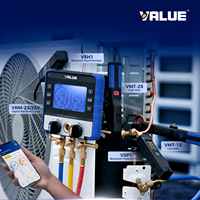 Manomètre numérique VALUE VRM-2S / Manomètre composé avec des tuyaux en caoutchouc de 1,5 m Testeur de pression de réfrigération multifonctionnel