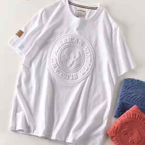 Logo personnalisé coupe parfaite style unique été hommes t-shirts en relief OEM t-shirt à épaules tombantes surdimensionné avec logo personnalisé - Product Image 4