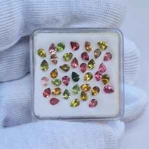 ลูกแพร์ทัวร์มาลีนธรรมชาติหลายลูกแพร์ตัดอัญมณีหลวม3x4มม. สำหรับการทำเครื่องประดับลูกปัดสำหรับการตั้งค่าแหวนและจี้ - Product Image 5